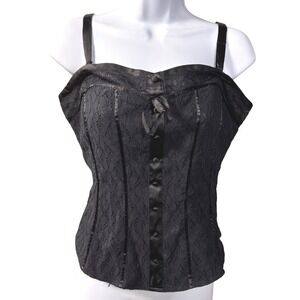 Black Lace Corset Style Top Bustier M Whimsigoth Dark Fairy‎ Witch Goth
